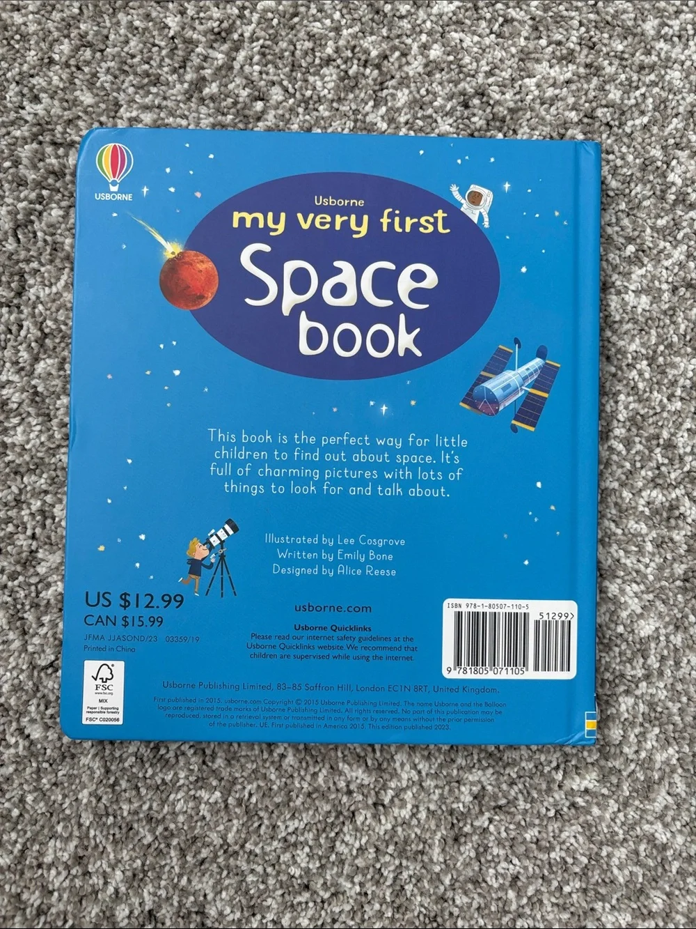 UsBorne My Very First Space Book - Blue, Orange, Yellow, Black